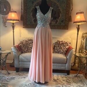 Elegant Plush Pink Evening Gown